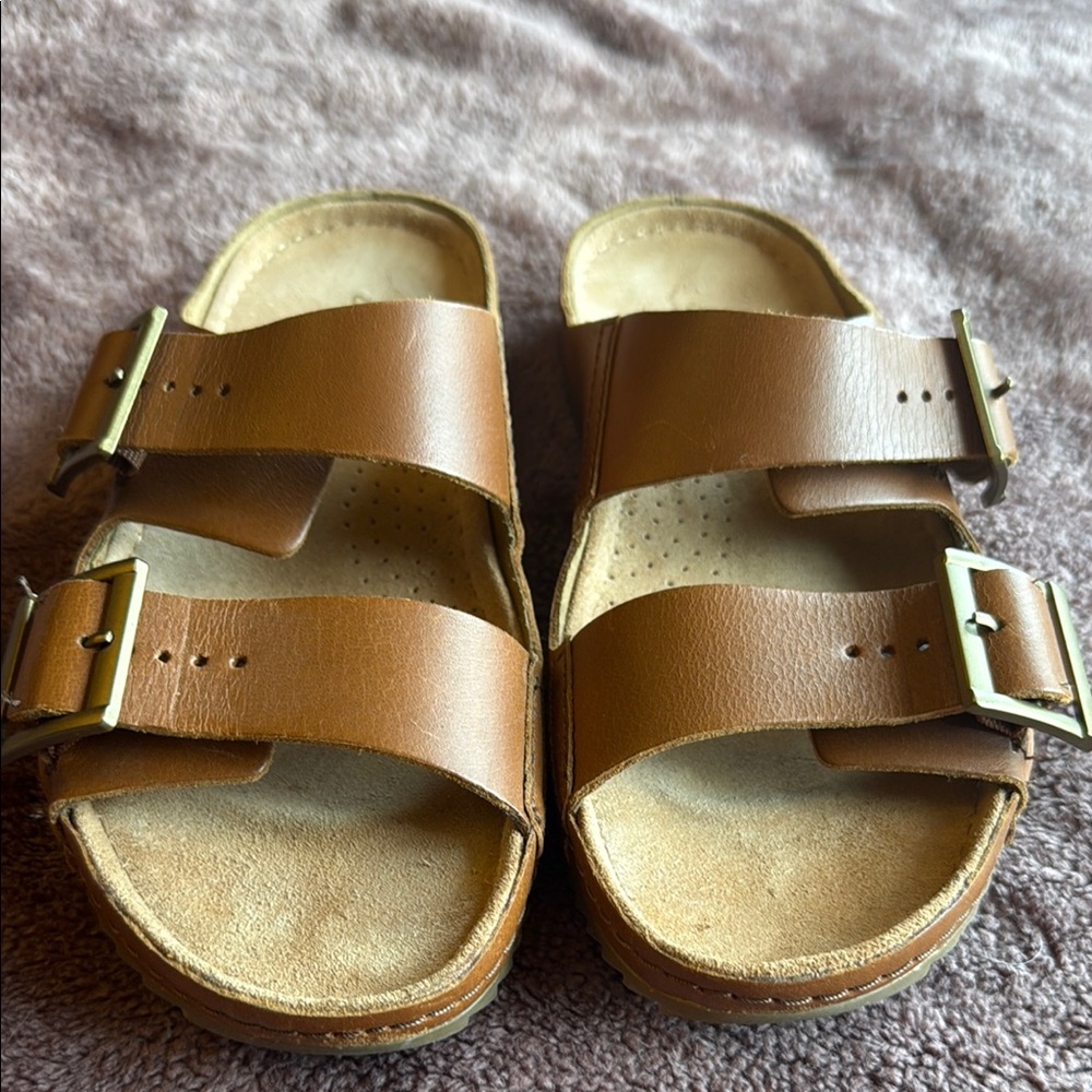 Clarks Tan Double Strap Sandals